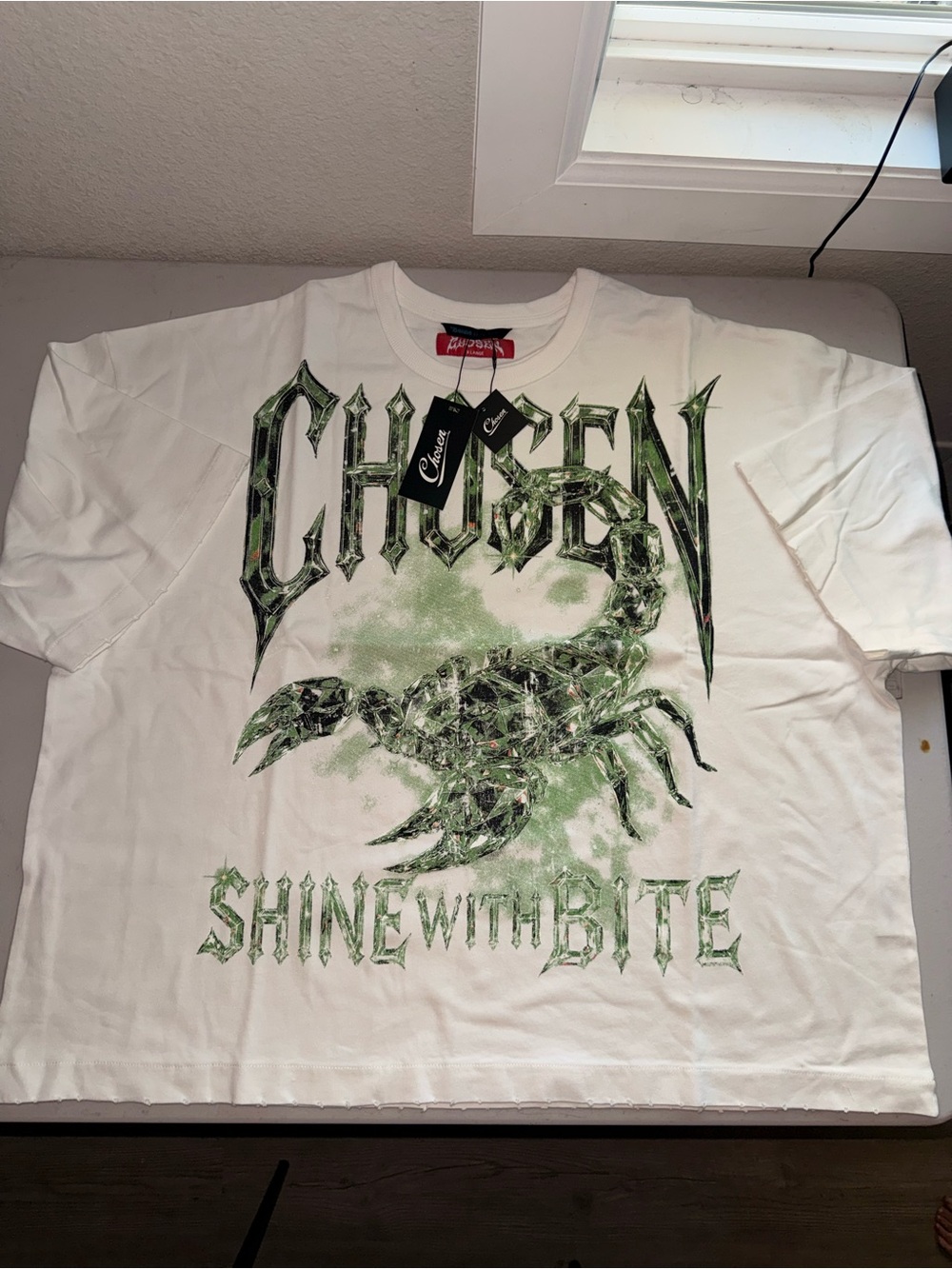 White Graphic Scorpion Tee - Shine With Bite